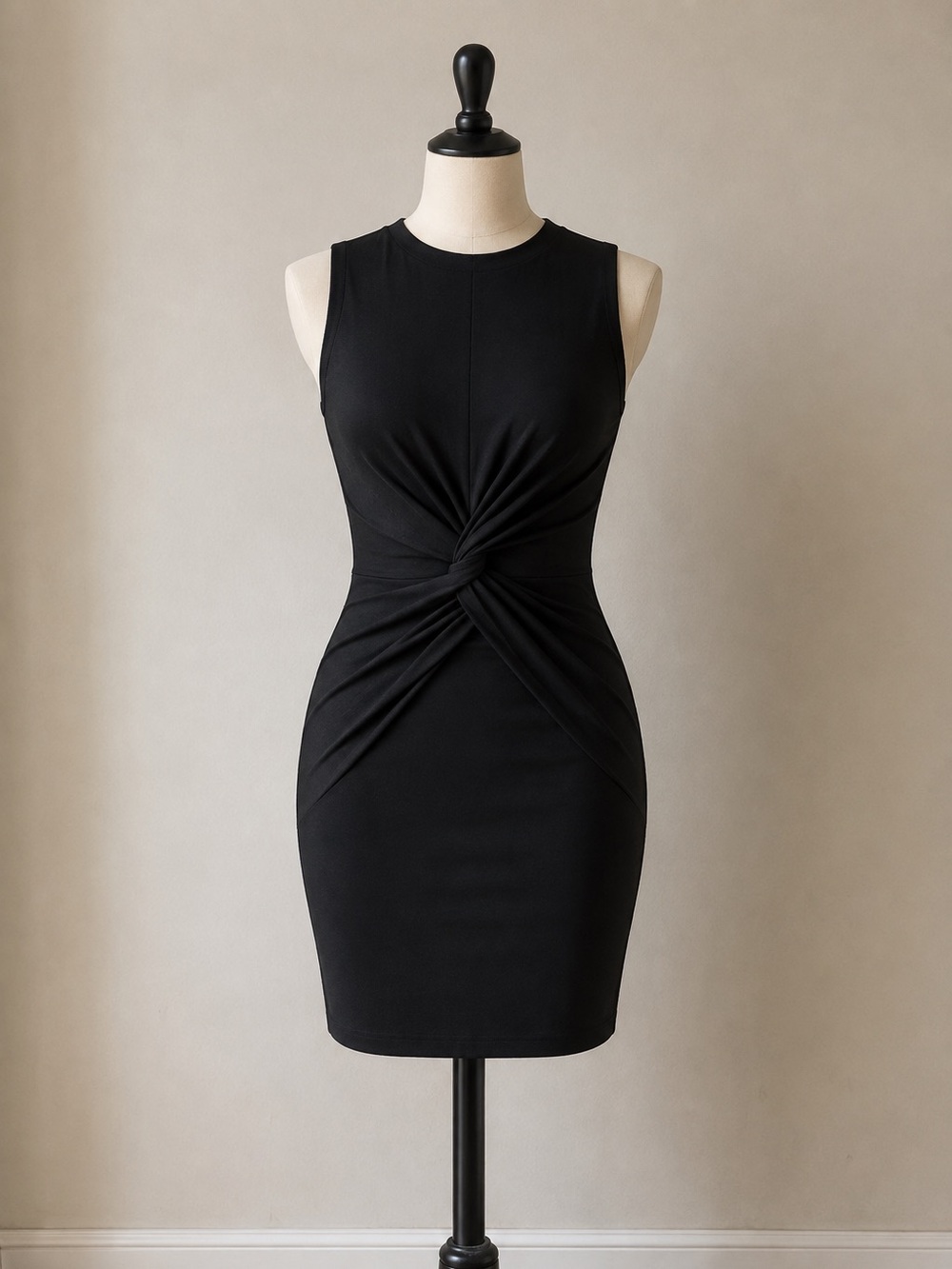 Dynamite Sleeveless Black Twist-Front Dress
